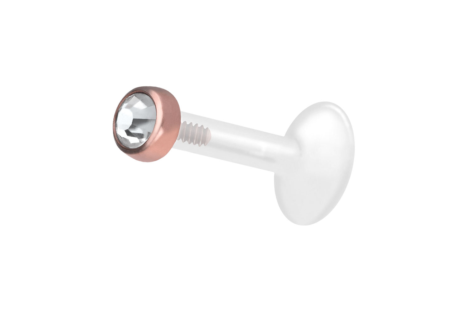 PTFE Labret Piercing mit Innengewinde + Titan-Aufsatz KRISTALLDISC